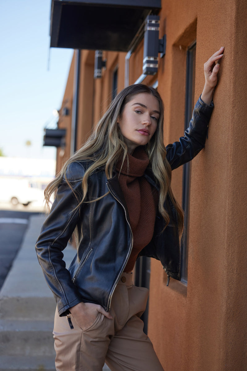 Beige Black Leather – Jacket, Tune Gisele Clothing RF Peggie