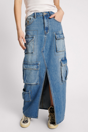 PACIFICA 90S CARGO POCKET COLUMN DENIM SKIRT