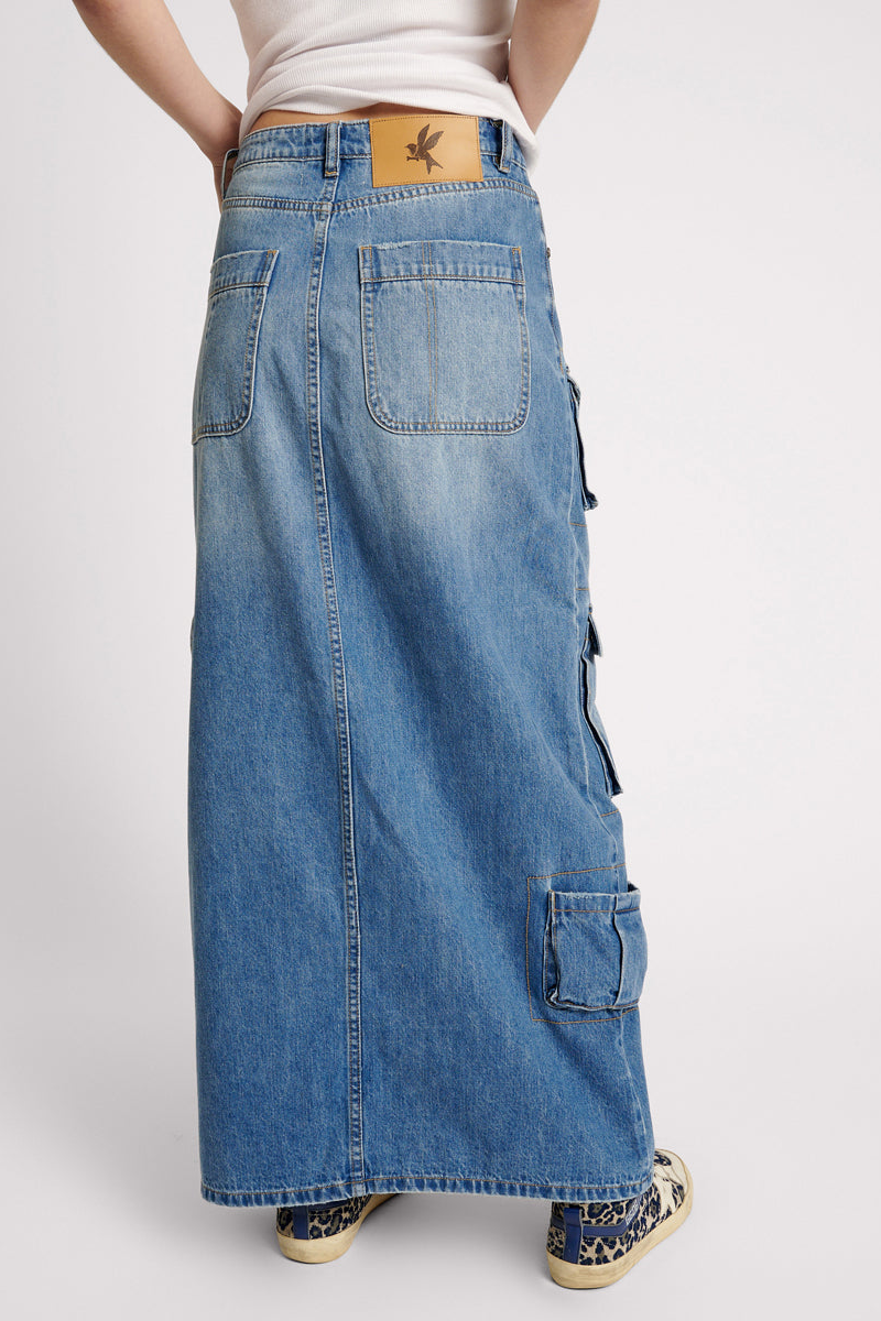 PACIFICA 90S CARGO POCKET COLUMN DENIM SKIRT