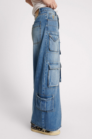 PACIFICA 90S CARGO POCKET COLUMN DENIM SKIRT