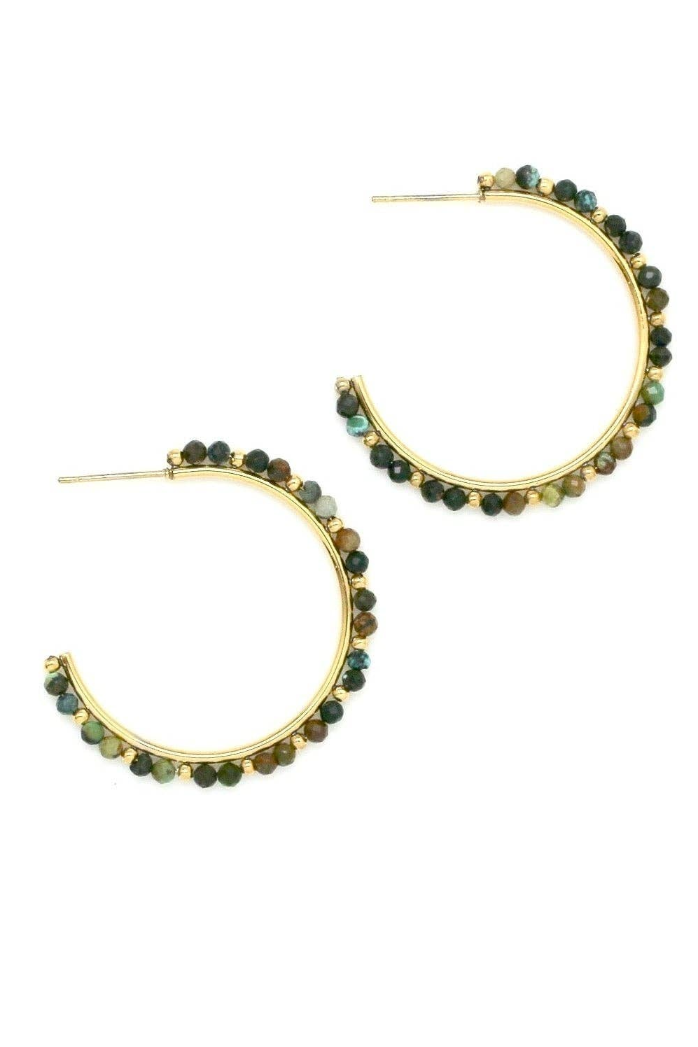 Simple African Turquoise Hoops  -French Flair Collection