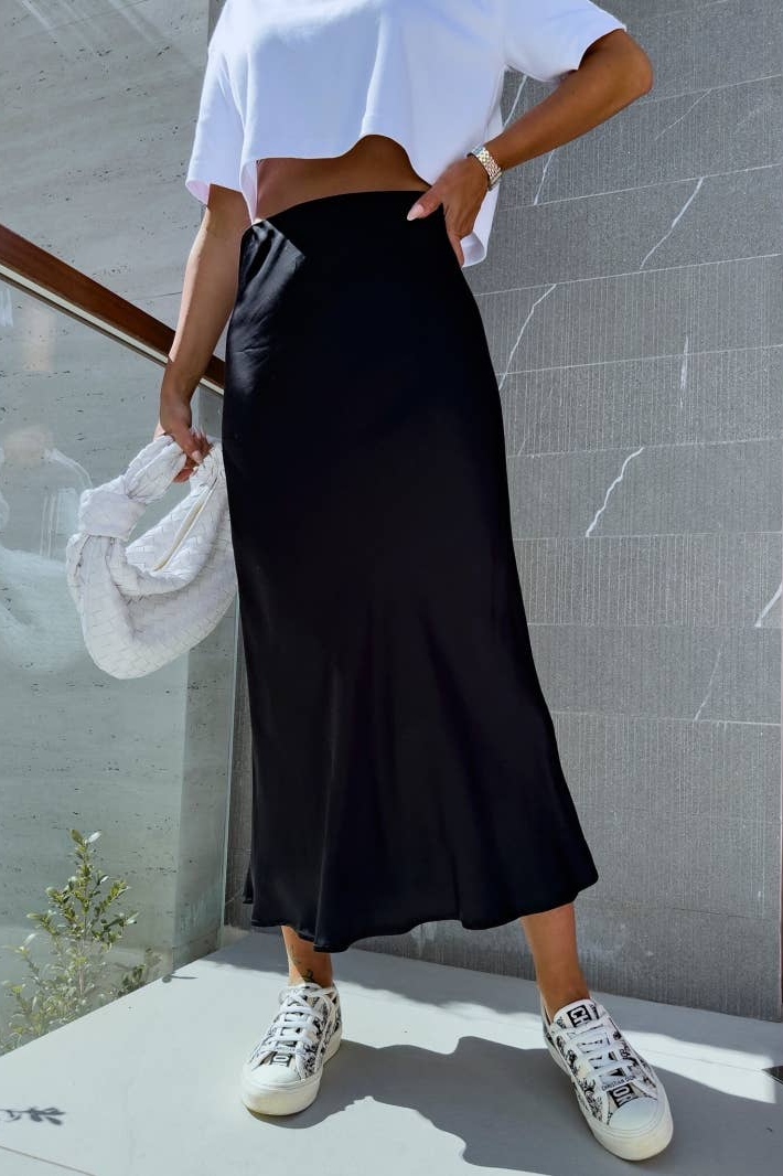 Satin long skirt