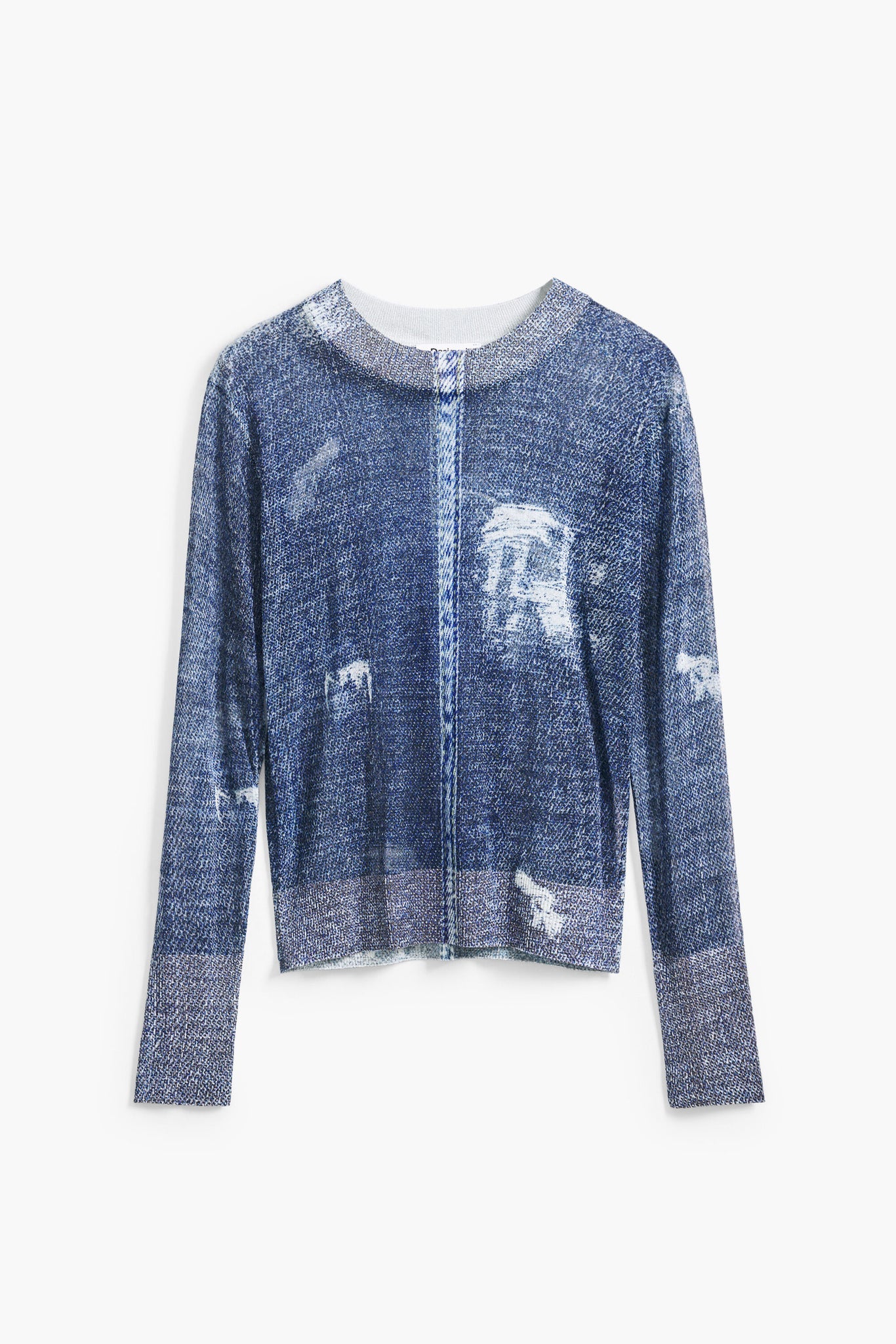 Denim Effect Sheer Sweater