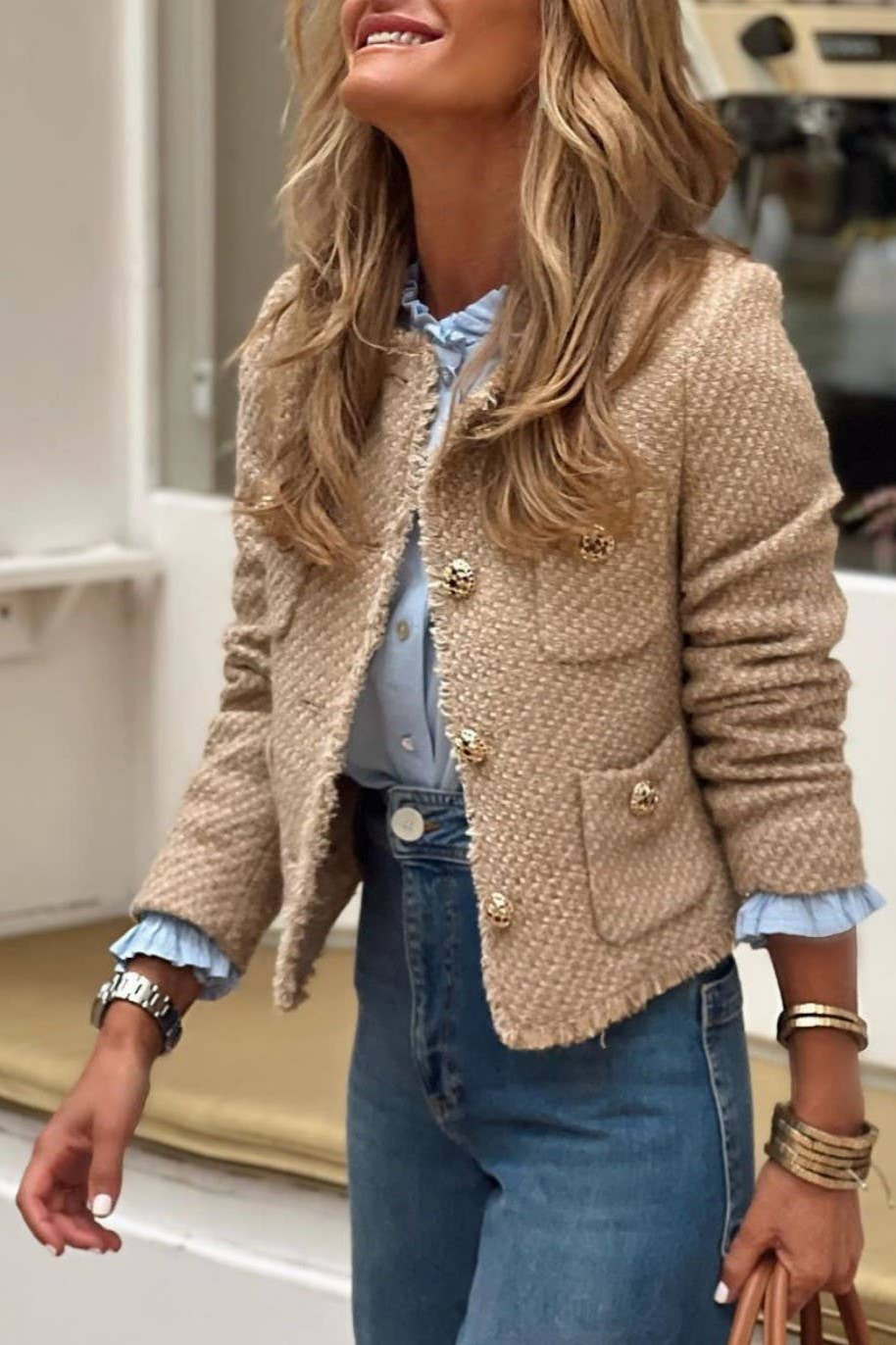 Elegant Vintage Pocket Cropped Jacket