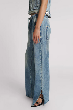 Roadhouse Wide Leg Drawstring Denim Jeans - Sunset Blue