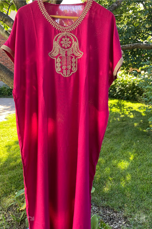 Hamsa Embroidered Kaftan Dress