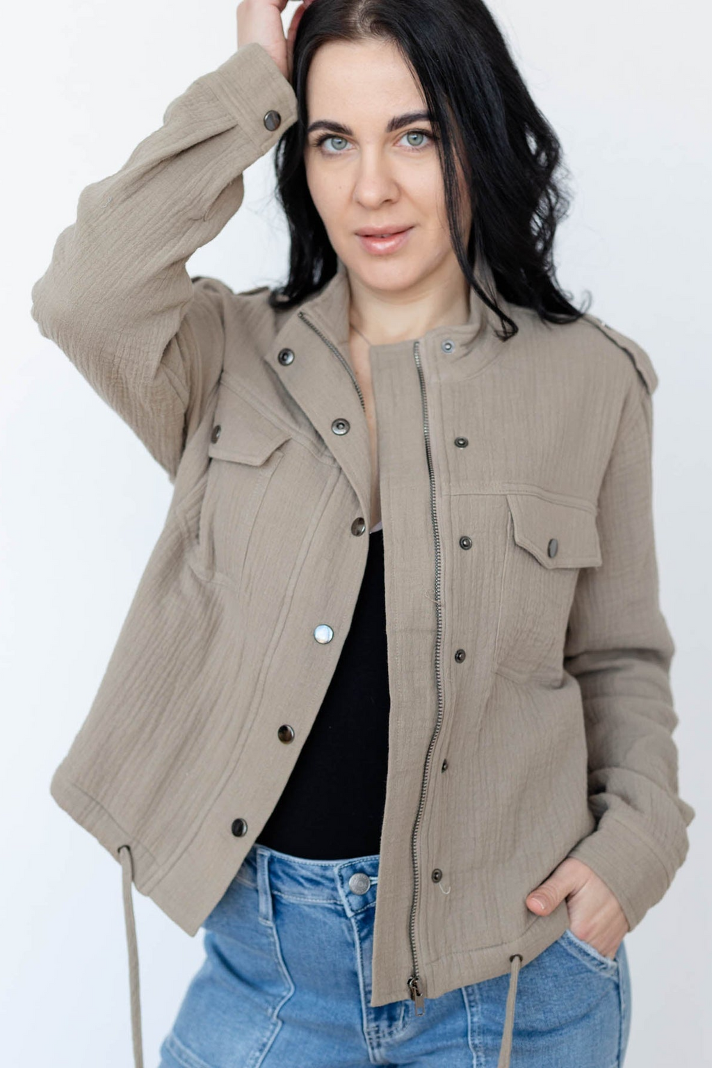 Khaki Zip Up Jacket