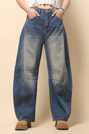 Mid Rise Barrel Jeans