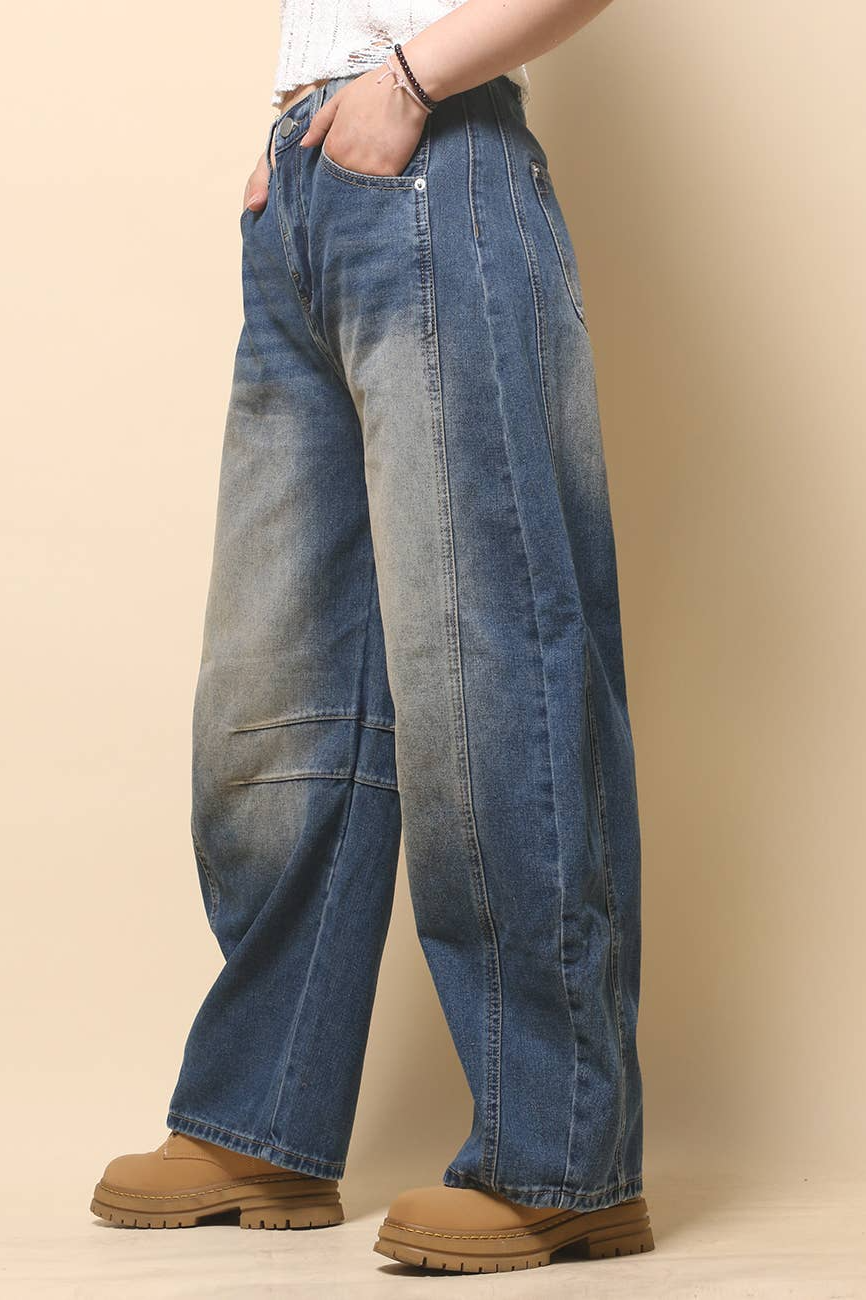 Mid Rise Barrel Jeans