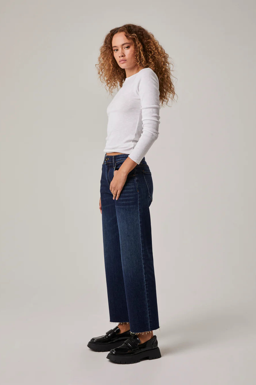 VINCENT MID RISE WIDE STRAIGHT LEG W/ RAW HEM