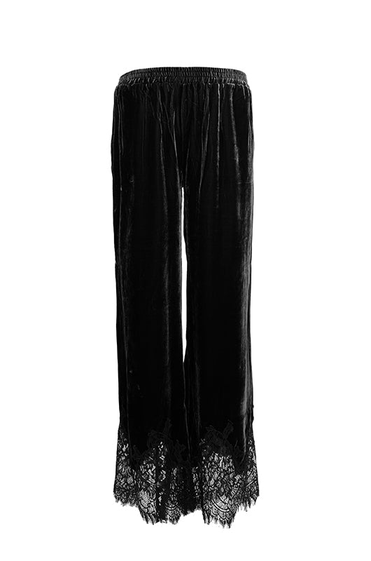 Anastasia Lace Velvet Pants Black