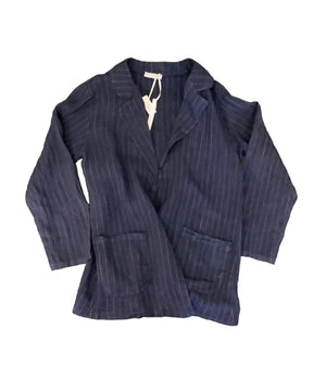 LINEN PINSTRIPE OPEN BLAZER