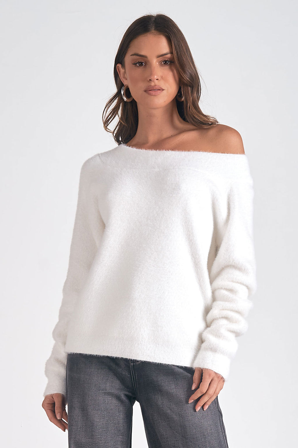 Off the  Shoulder Fuzzy Sweater