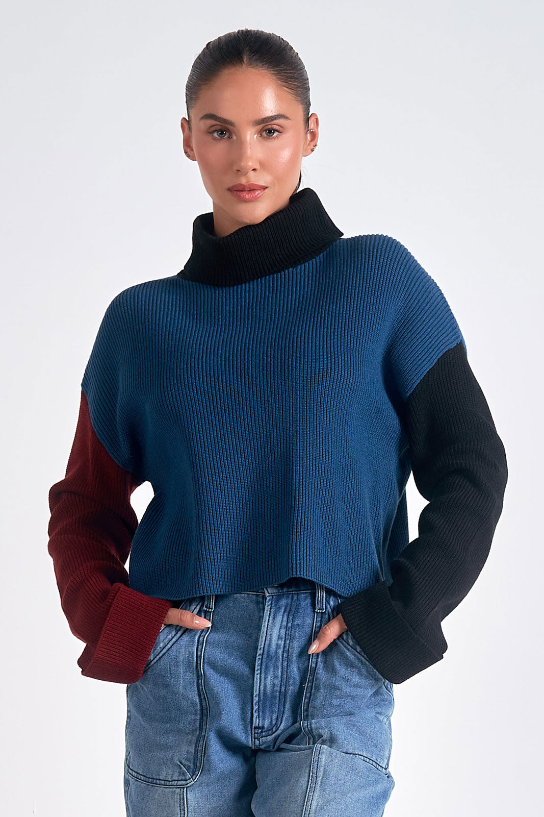 Sweater Mock neck Colorblock