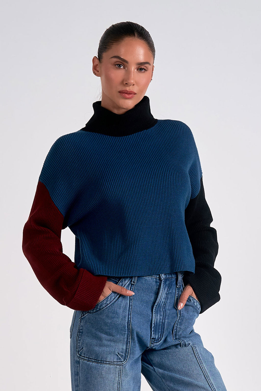 Sweater Mock neck Colorblock