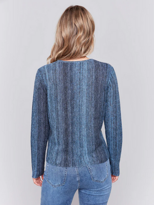 Sheer Space Dye Yarn Crew Neck Sweater