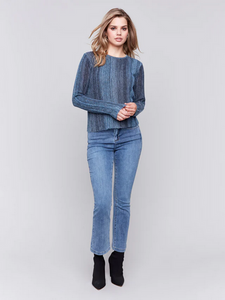 Sheer Space Dye Yarn Crew Neck Sweater